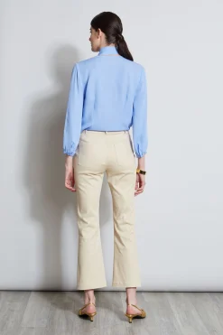 Elie Tahari Bottoms-Cropped Denim Canvas Slit Pant DRIFTWOOD
