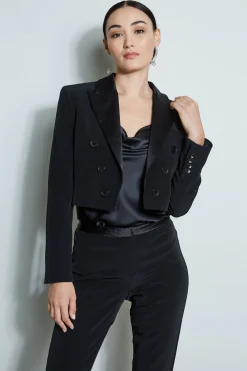 Elie Tahari Jackets & Blazers-Cropped Tuxedo Jacket BLACK