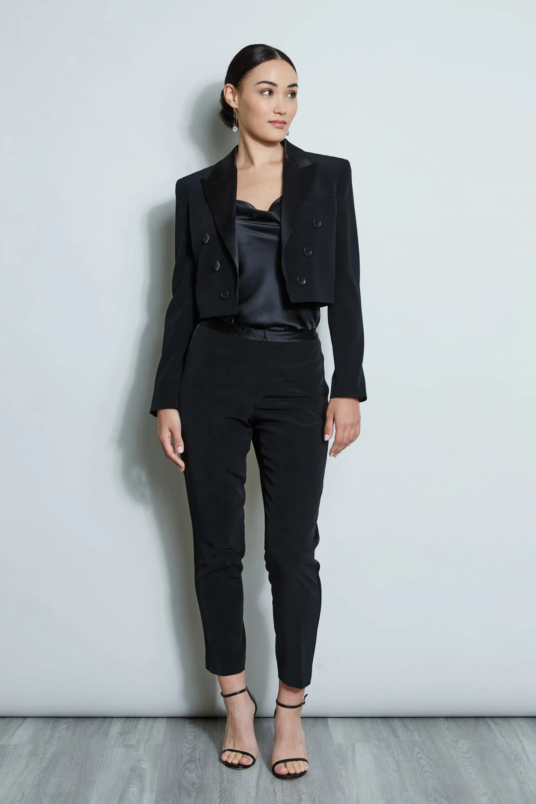 Elie Tahari Jackets & Blazers-Cropped Tuxedo Jacket BLACK