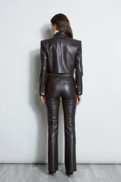 Elie Tahari Jackets & Blazers-Cropped Vegan Leather Jacket ESPRESSO