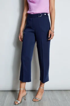 Elie Tahari Bottoms-Cropped Wide Leg Belted Pant PEACOAT