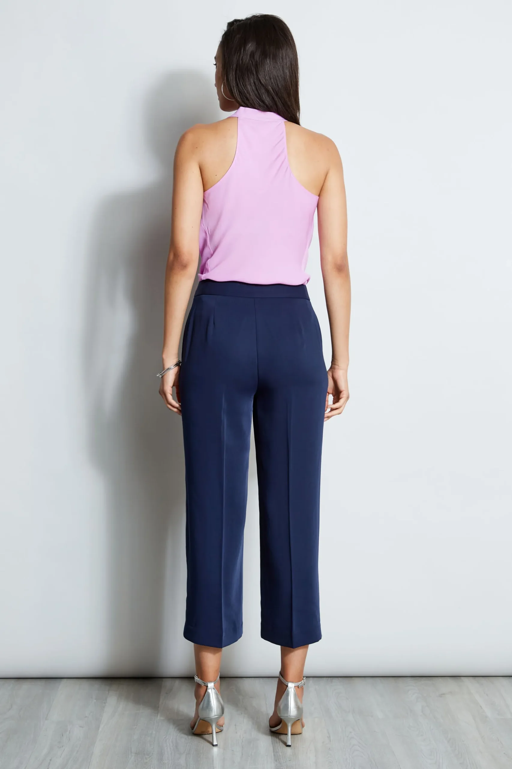 Elie Tahari Bottoms-Cropped Wide Leg Belted Pant PEACOAT