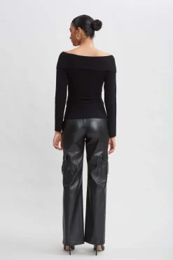 Elie Tahari Tops & Sweaters-Cross Shoulder Cashmere Merino Sweater BLACK