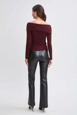 Elie Tahari Tops & Sweaters-Cross Shoulder Cashmere Merino Sweater MERLOT