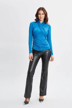 Elie Tahari Tops & Sweaters-Crossover Ruched Knit OCEAN