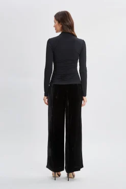 Elie Tahari Tops & Sweaters-Crossover Ruched Knit BLACK