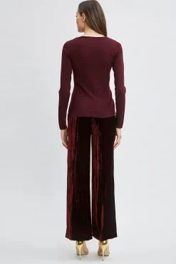 Elie Tahari Tops & Sweaters-Crystal Knot Wool Sweater MERLOT