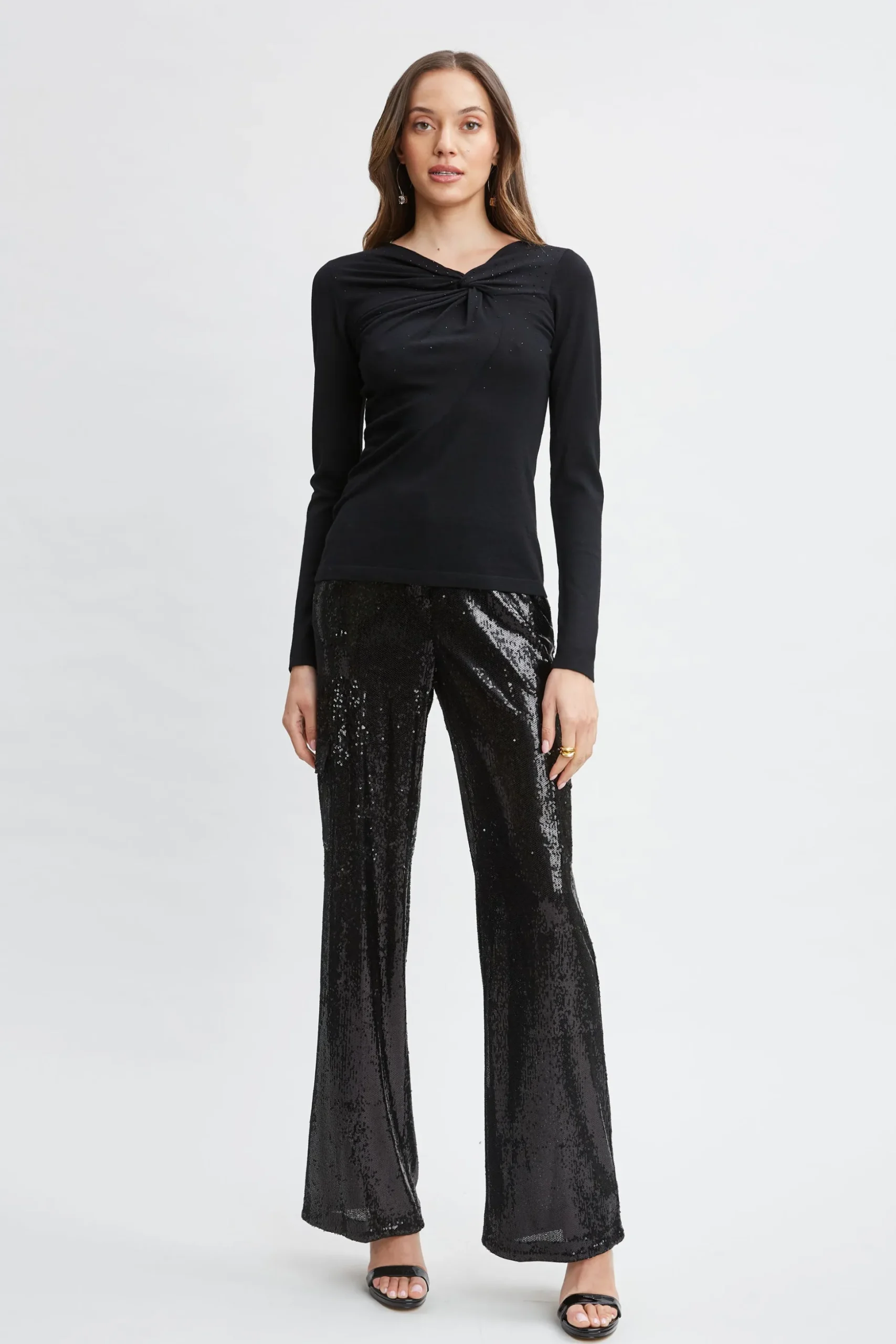 Elie Tahari Tops & Sweaters-Crystal Knot Wool Sweater BLACK