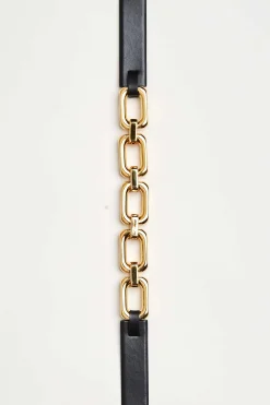 Elie Tahari Fragrance|Gloves-Cube Link Belt Black-Gold