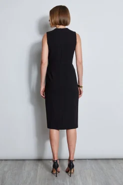 Elie Tahari Dresses & Jumpsuits|Sleeveless Dresses-Dart Neck Faux Wrap Dress BLACK