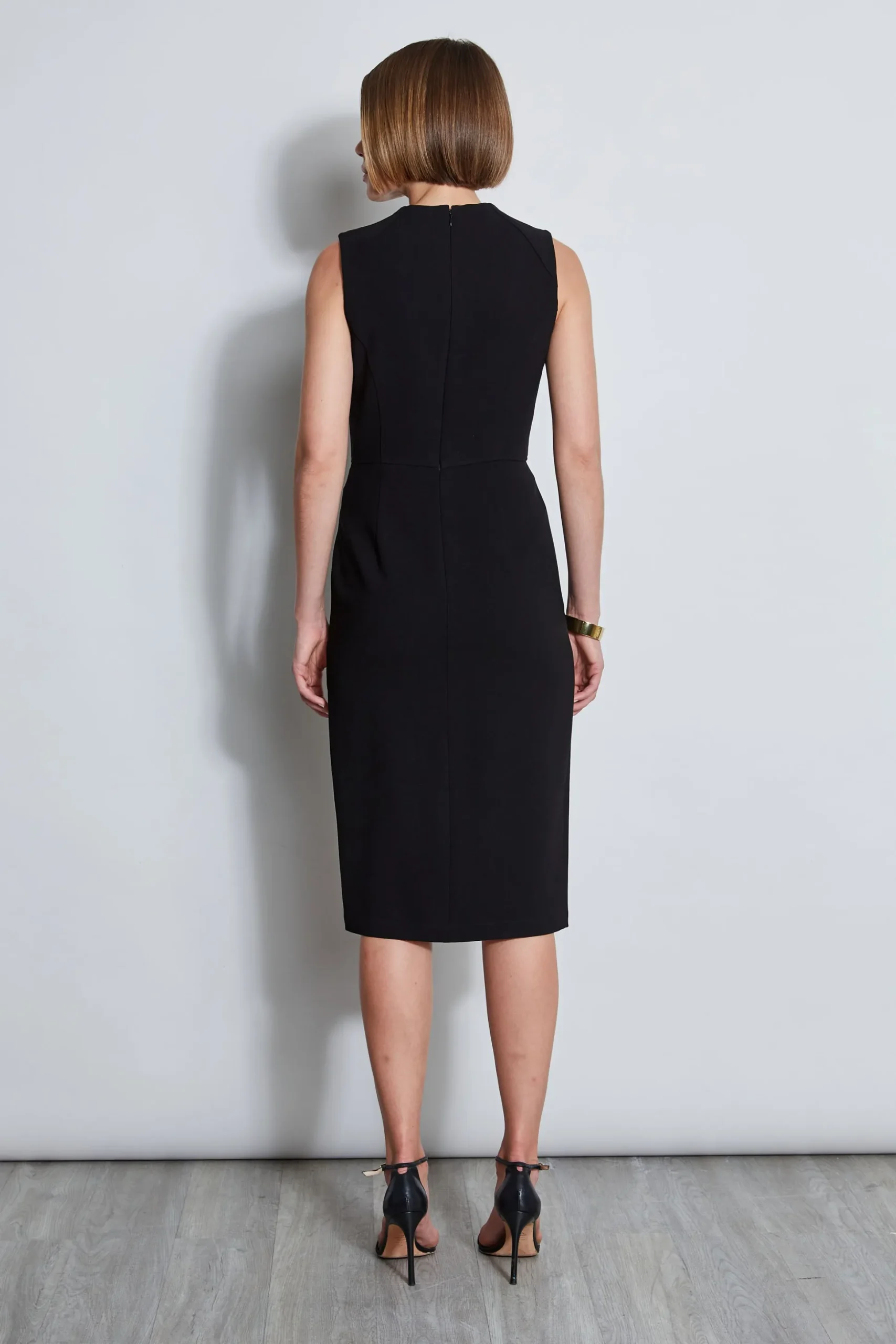 Elie Tahari Dresses & Jumpsuits|Sleeveless Dresses-Dart Neck Faux Wrap Dress BLACK