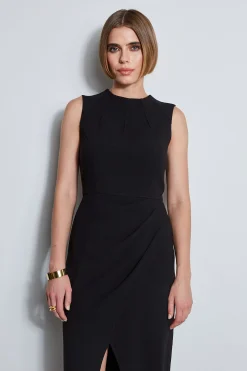 Elie Tahari Dresses & Jumpsuits|Sleeveless Dresses-Dart Neck Faux Wrap Dress BLACK