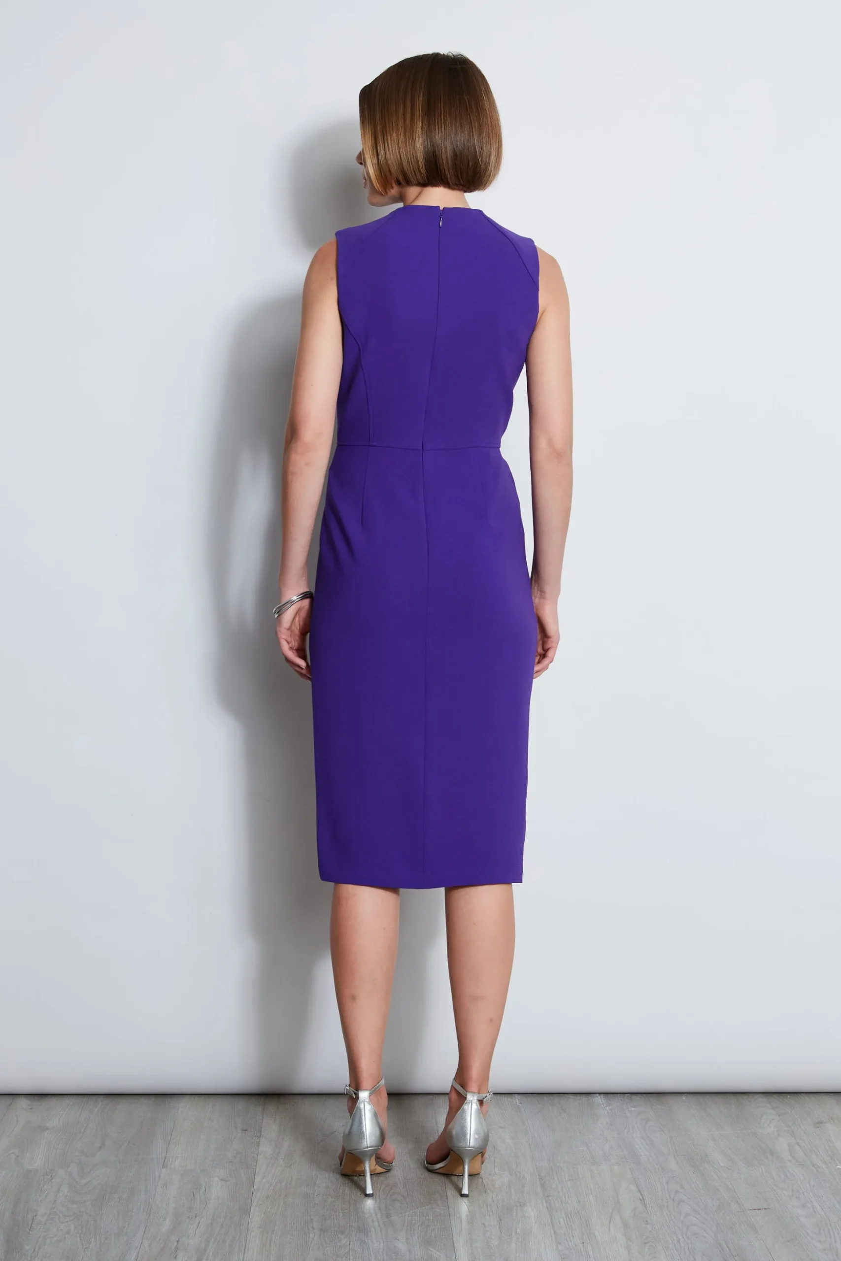 Elie Tahari Dresses & Jumpsuits|Sleeveless Dresses-Dart Neck Faux Wrap Dress GRAPE