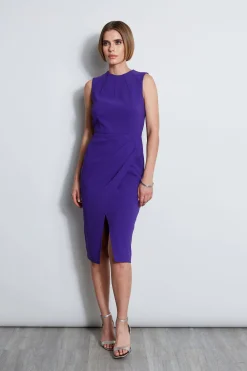 Elie Tahari Dresses & Jumpsuits|Sleeveless Dresses-Dart Neck Faux Wrap Dress GRAPE