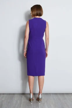 Elie Tahari Dresses & Jumpsuits|Sleeveless Dresses-Dart Neck Faux Wrap Dress GRAPE