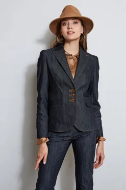 Elie Tahari Jackets & Blazers-Denim 3 Button Blazer INDIGO