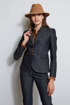 Elie Tahari Jackets & Blazers-Denim 3 Button Blazer INDIGO