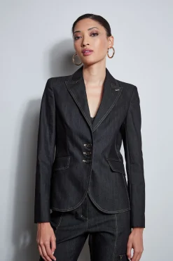 Elie Tahari Jackets & Blazers-Denim 3 Button Blazer BLACK