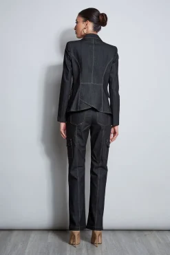 Elie Tahari Jackets & Blazers-Denim 3 Button Blazer BLACK
