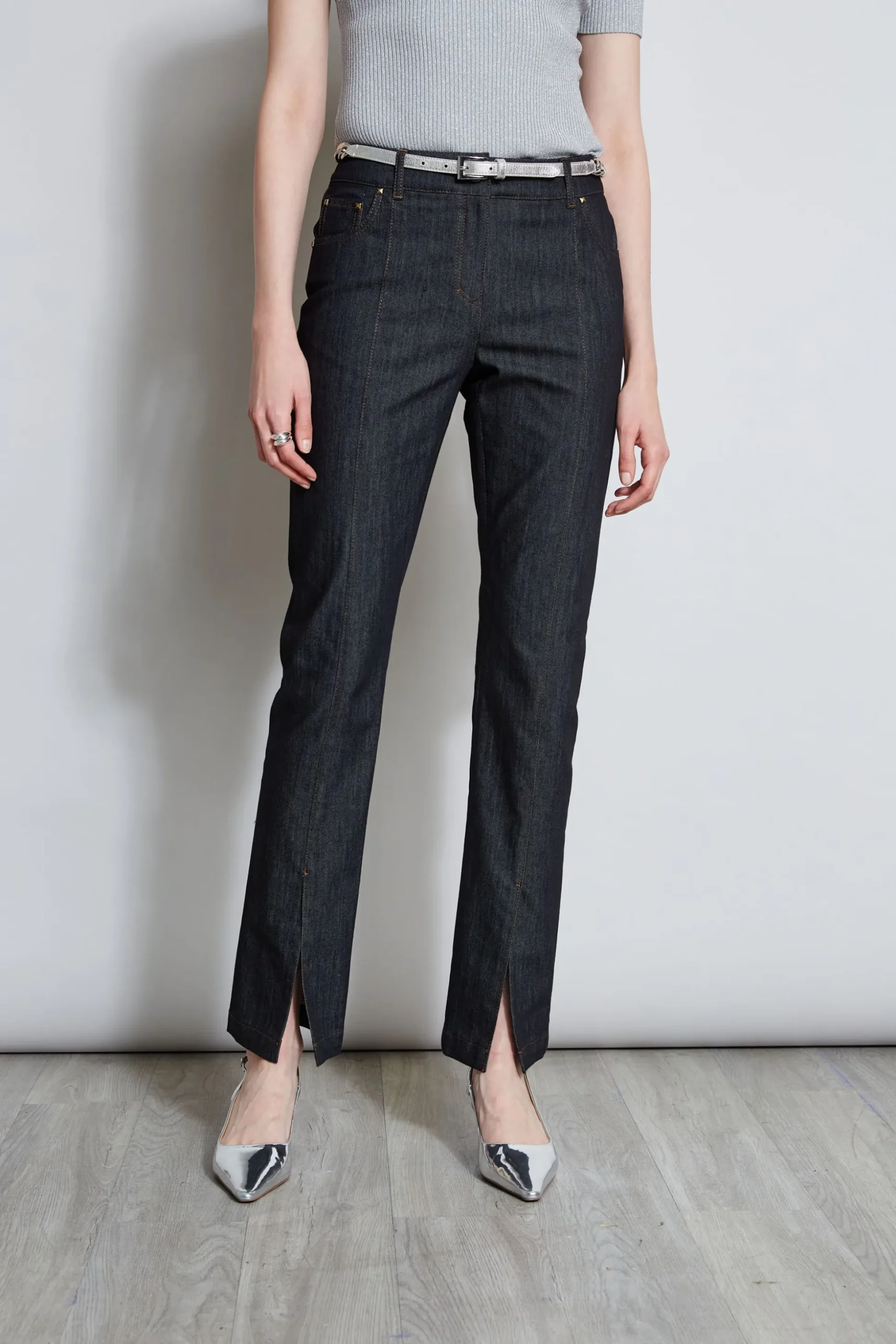 Elie Tahari Bottoms-Denim Slit Front Jeans INDIGO