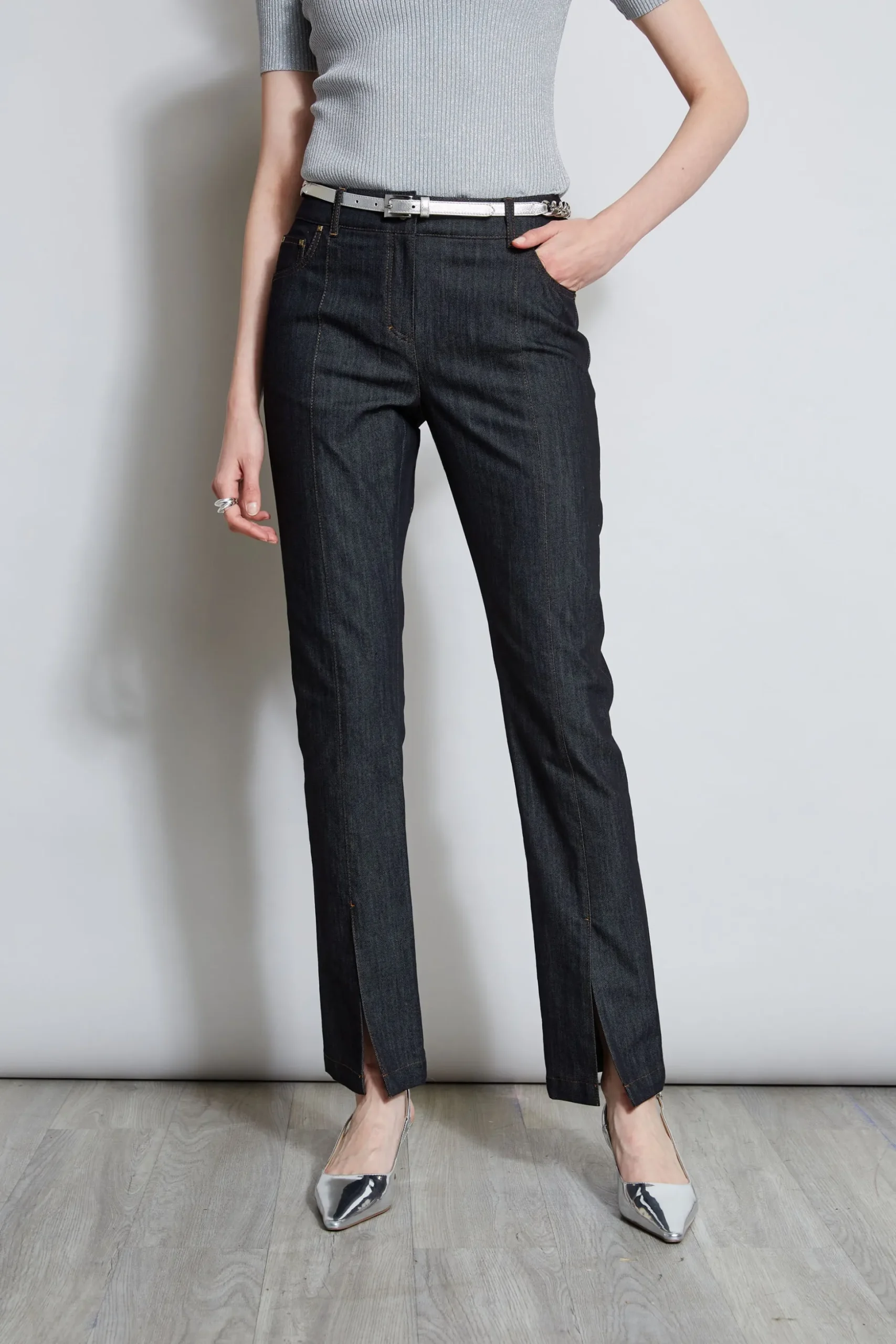 Elie Tahari Bottoms-Denim Slit Front Jeans INDIGO