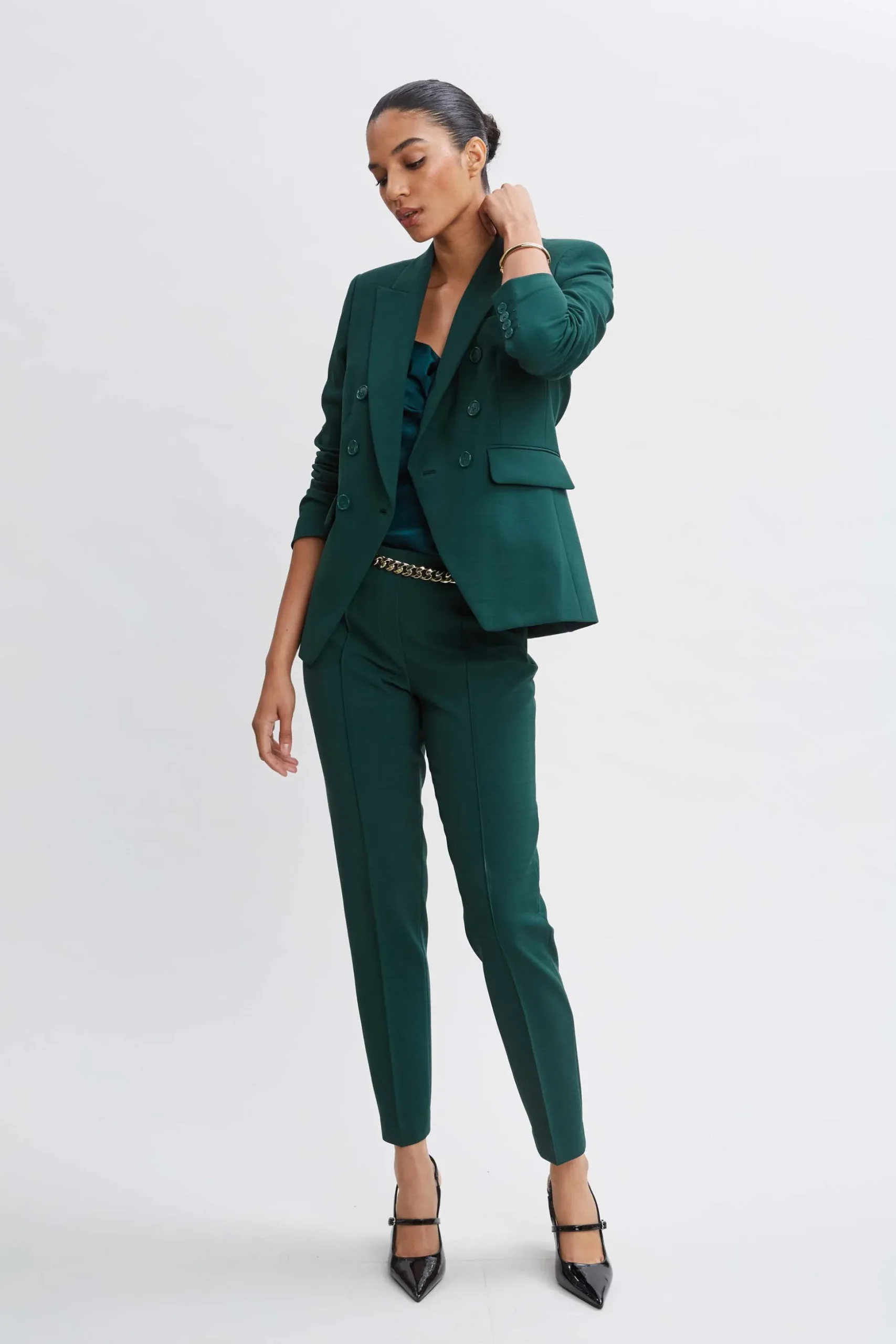 Elie Tahari Jackets & Blazers|Suiting-Double Breasted Blazer FORESTGREEN