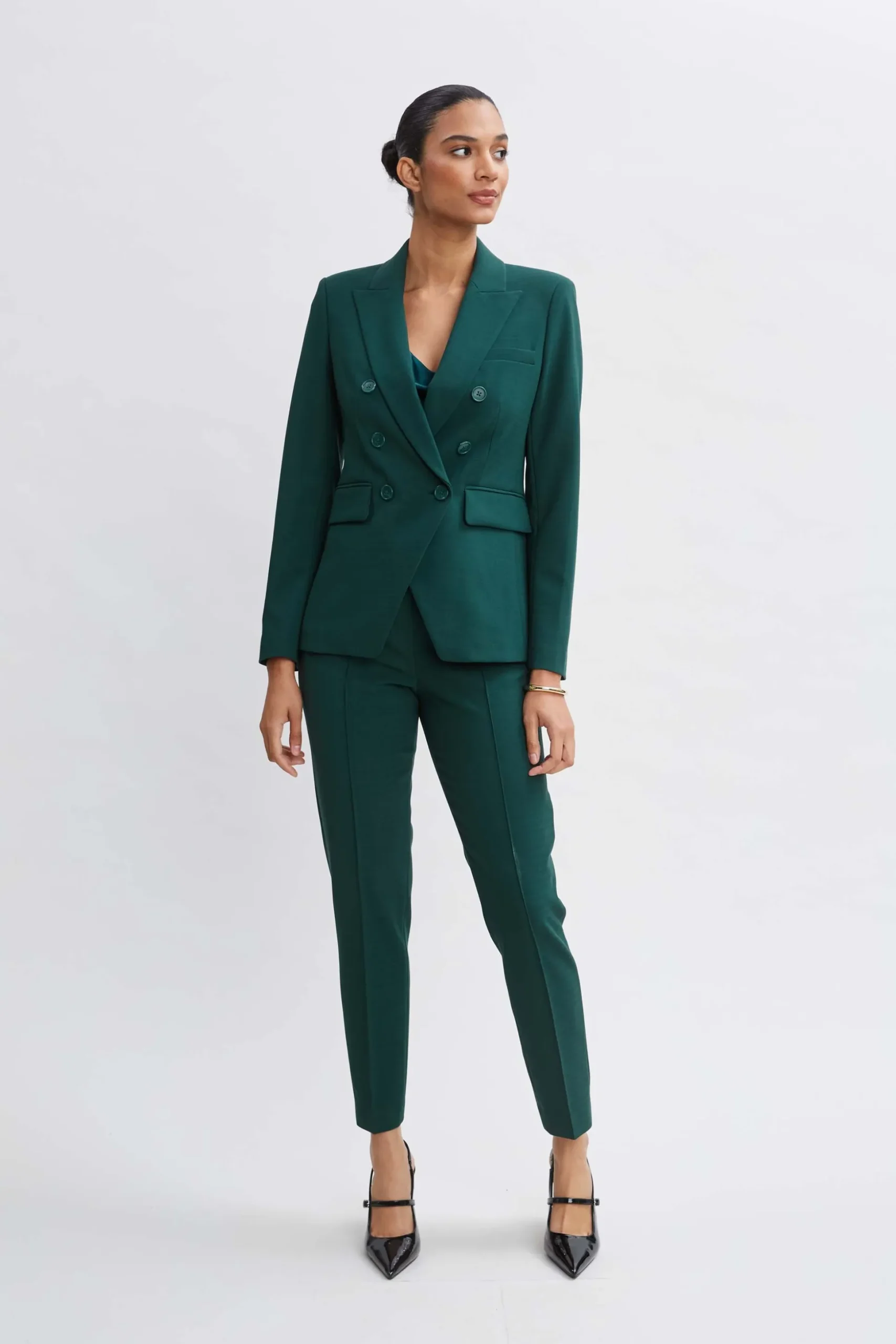 Elie Tahari Jackets & Blazers|Suiting-Double Breasted Blazer FORESTGREEN