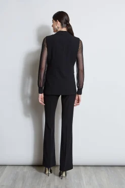 Elie Tahari Jackets & Blazers-Double Breasted Chiffon Sleeve Blazer BLACK