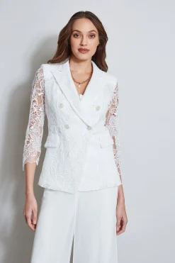 Elie Tahari Jackets & Blazers-Double Breasted Lace Blazer FOAM