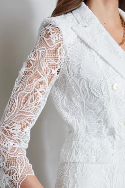 Elie Tahari Jackets & Blazers-Double Breasted Lace Blazer FOAM