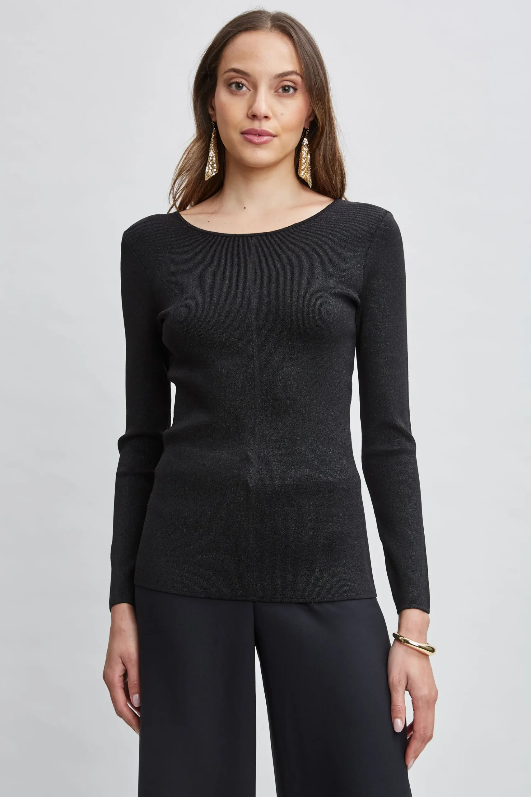 Elie Tahari Tops & Sweaters-Draped Chain Lurex Sweater NOIRLUREX