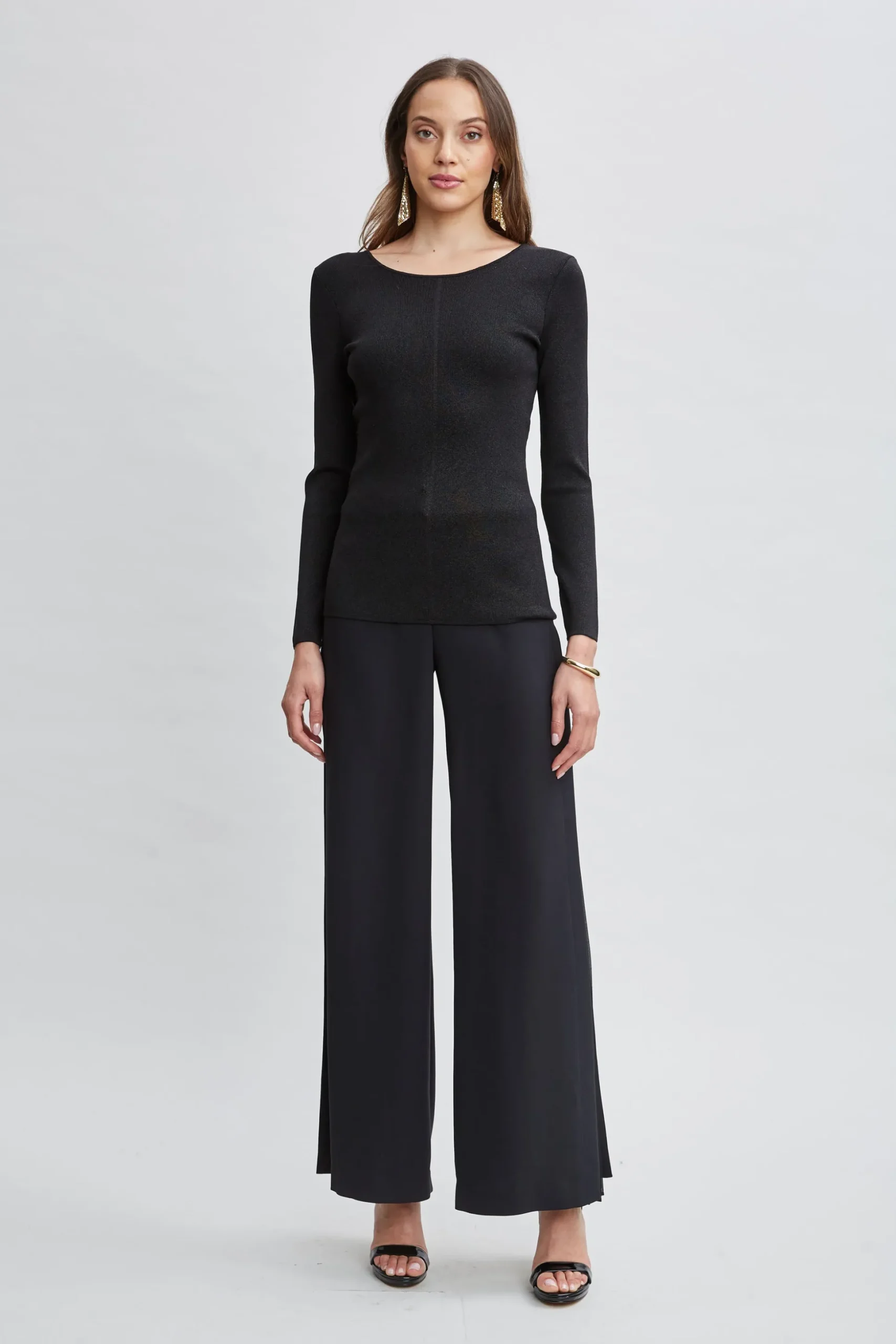 Elie Tahari Tops & Sweaters-Draped Chain Lurex Sweater NOIRLUREX