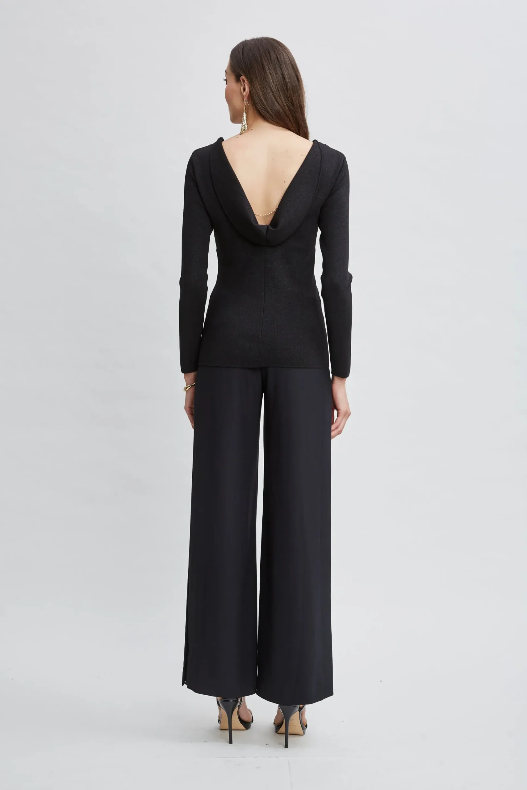 Elie Tahari Tops & Sweaters-Draped Chain Lurex Sweater NOIRLUREX