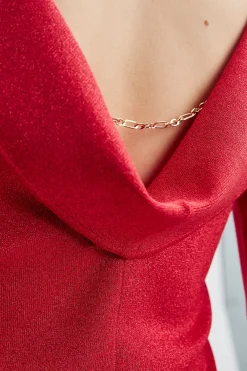 Elie Tahari Tops & Sweaters-Draped Chain Lurex Sweater RUBYREDLUREX