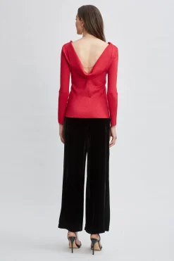 Elie Tahari Tops & Sweaters-Draped Chain Lurex Sweater RUBYREDLUREX