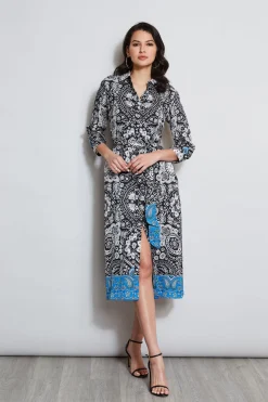 Elie Tahari Dresses & Jumpsuits|Midi Dresses-Eclipse Scarf Print Shirt Dress ECLIPSEFLORALPRINT