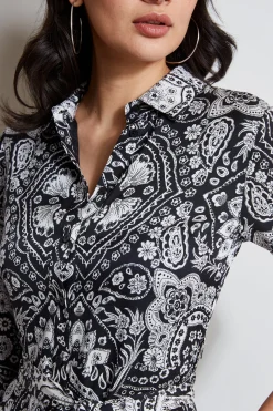 Elie Tahari Dresses & Jumpsuits|Midi Dresses-Eclipse Scarf Print Shirt Dress ECLIPSEFLORALPRINT