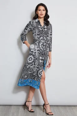 Elie Tahari Dresses & Jumpsuits|Midi Dresses-Eclipse Scarf Print Shirt Dress ECLIPSEFLORALPRINT
