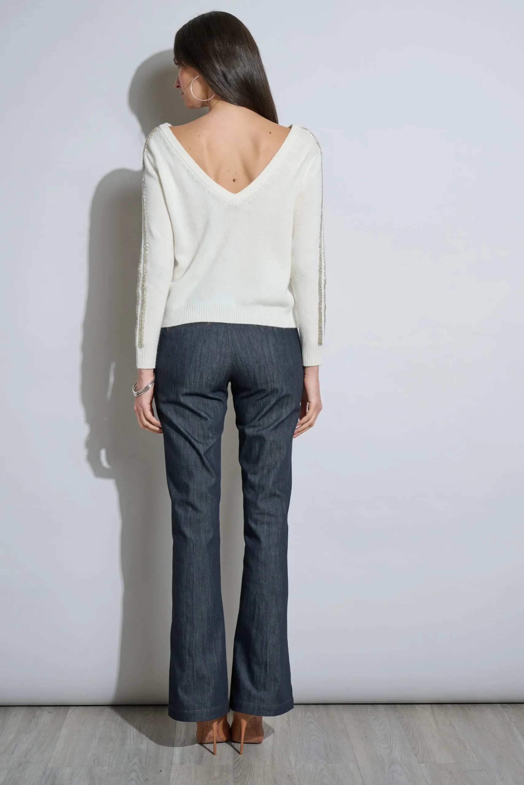 Elie Tahari Tops & Sweaters-Embellished Merino Cashmere Sweater SkyWhite
