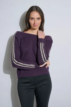 Elie Tahari Tops & Sweaters-Embellished Merino Cashmere Sweater ULTRAPURPLE