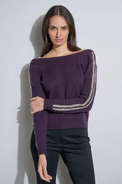 Elie Tahari Tops & Sweaters-Embellished Merino Cashmere Sweater ULTRAPURPLE