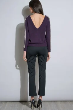 Elie Tahari Tops & Sweaters-Embellished Merino Cashmere Sweater ULTRAPURPLE