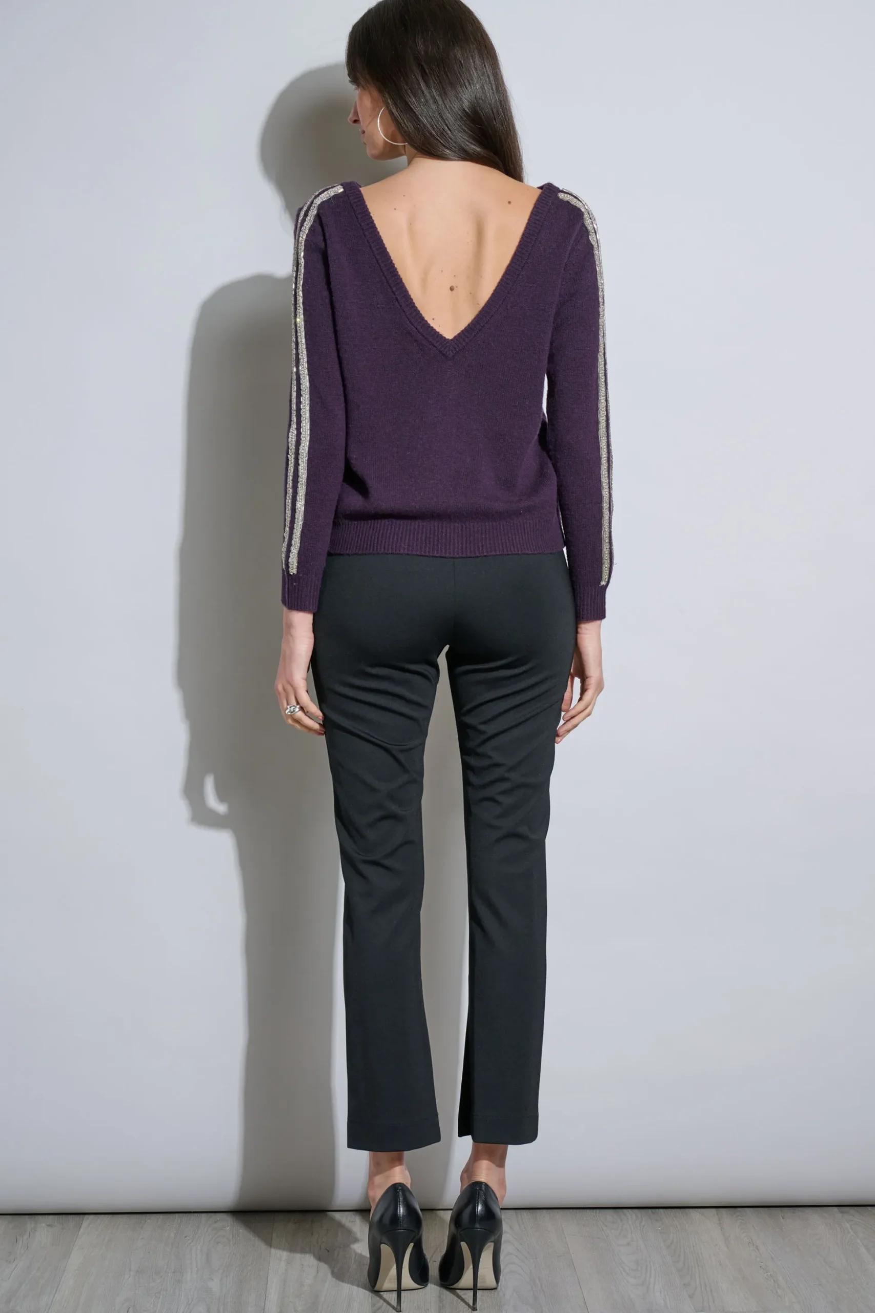 Elie Tahari Tops & Sweaters-Embellished Merino Cashmere Sweater ULTRAPURPLE