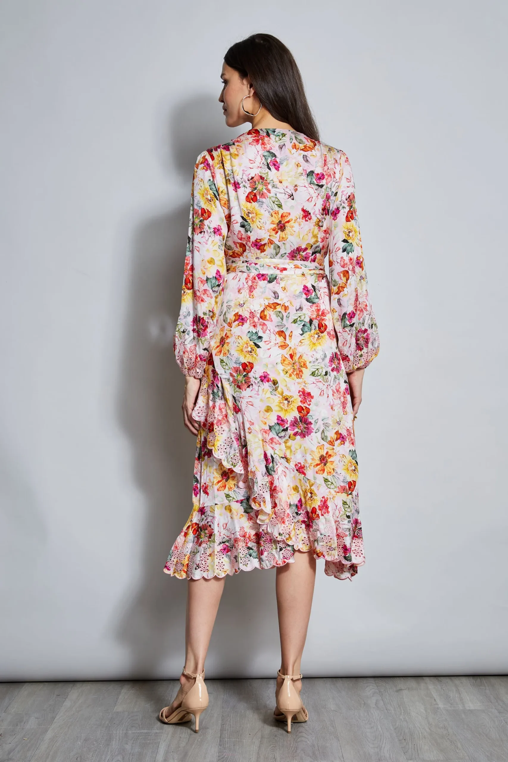 Elie Tahari Dresses & Jumpsuits|Long Sleeve Dresses-Embroidered Floral Wrap Dress WONDERLANDPRINT