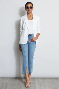Elie Tahari Jackets & Blazers-Embroidered Linen Blazer SkyWhite