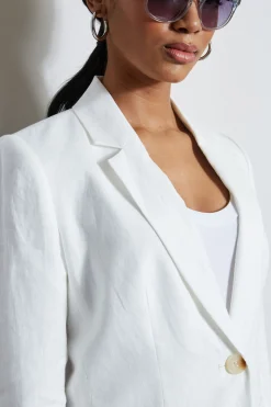 Elie Tahari Jackets & Blazers-Embroidered Linen Blazer SkyWhite