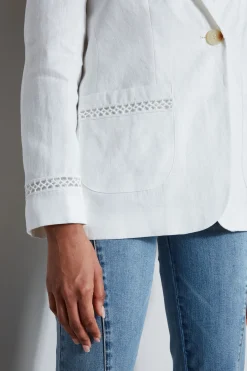 Elie Tahari Jackets & Blazers-Embroidered Linen Blazer SkyWhite