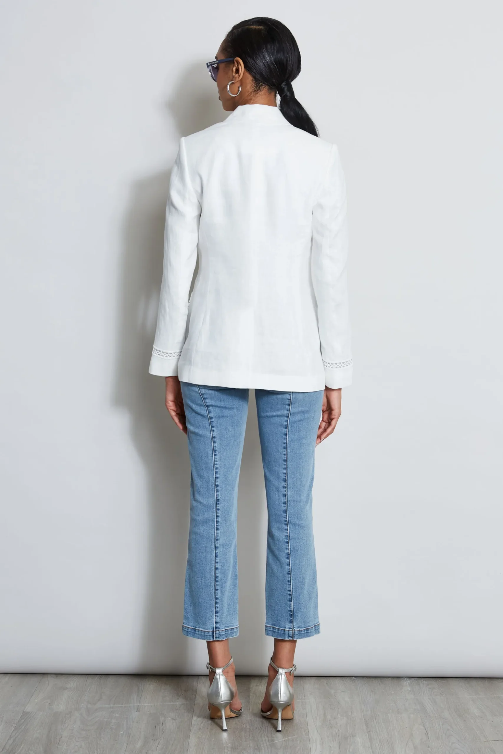 Elie Tahari Jackets & Blazers-Embroidered Linen Blazer SkyWhite