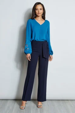 Elie Tahari Tops & Sweaters-Embroidered Long Sleeve Shirt PACIFICBLUE