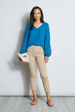Elie Tahari Tops & Sweaters-Embroidered Long Sleeve Shirt PACIFICBLUE